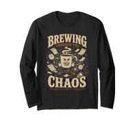 Brewing Through Chaos Coffee Strong Design Long Sleeve T-Shirt
