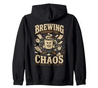 Brewing Through Chaos Coffee Strong Design Zip Hoodie