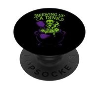 Brewing Up A Dink Pickleball Spooky Skull PopSockets Adhesive PopGrip