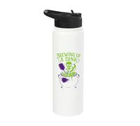 Brewing Up A Dink Pickleball Spooky Skull Stainless Steel Insulated Water Bottle
