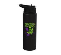 Brewing Up A Dink Pickleball Spooky Skull Stainless Steel Insulated Water Bottle