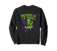 Brewing Up A Dink Pickleball Spooky Skull Sweatshirt