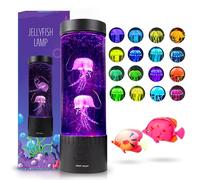 Brewish Jellyfish Lava Lamp,16 Color Changing Mood Lamps,Aquarium Night Light for Kids & Adults, Artificial Fish Tank with Moving Fish,Sensory Room LED Lights for Autism, ADHD,Excellent Gift