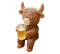 Brewlix Highland Cow Ornaments, 3D Drinking beer Home Ornaments for Farmhouse, Garden, Kitchen, Office, Tiered Tray Table, Highland Cow Gifts for Women, Girls, Just a Girl Who Loves Cows