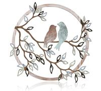 Brewlix Metal Wall Art, Bird on Tree Branch Silhouette Wall Art Decor, Colorful Metal Hanging Decor for Garden Living Room Bedroom Indoor Outdoor