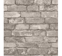 Brewster FD31286 Rustic Brick Wallpaper, Grey