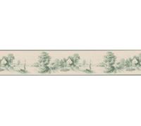 Brewster Home Fashions 418B153 Borders and More Scenic Sepia Coast Wall Border, 8.5-Inch by 180-Inch, Cream/Green