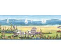 Brewster Home Fashions Borders by Chesapeake Regatta Seaside Cottage Portrait Border Wallpaper