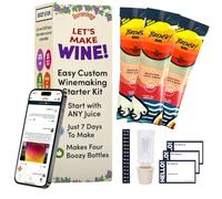 Brewsy Starter Kit for Wine Making - Custom Wine Kit - 4 Bottles in 9 Days - Red or White Wine - Use Any Juice