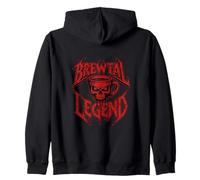 Brewtal Legend Heavy Metal Fan Skull Caffeine Coffee Lover Zip Hoodie