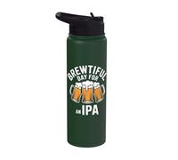 Brewtiful Day for an IPA Toast with Beer Mugs Stainless Steel Insulated Water Bottle