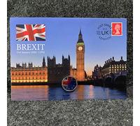 Brexit / Withdrawal from the European Union 2020 UK 50p Coloured Coin and Stamp Cover