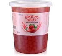 BREXONIC Boba Pearls Popping Bursting Boba, Tapioca Pearls For Bubble Tea (Strawberry , 2 LB 1 Pack)
