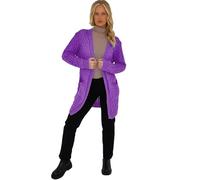 Brezza Cardigans for Women UK Plus Size Crochet Knitted Oversized Jumper Open Front Long Sleeve Tops with Pockets Purple UK Plus Size 24/26