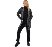 Brezza Cardigans for Women UK Plus Size Crochet Knitted Oversized Jumper Open Front Long Sleeve Tops with Pockets Marl Black UK Plus Size 24/26