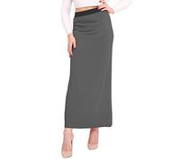 Brezza New Womens Ladeis High Elasticated Waisted Gypsy Stretchy BodyconLong Maxi Skirt UK Small Plus Size 8,10,12,14,16,18,20,22,24,26 Dark Grey