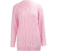 Brezza Winter Jumpers for Women UK Plus Size New Ladies Long Sleeve Chunky Cable Knitted Jumper Crew Neck Sweater Top Baby Pink 8-10