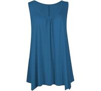 Brezza Womens Plus Size Hanky Hem Tops Ladies Asymmetric Long Sleeveless Scoop Neck Summer Vest Top - 8-26 Teal