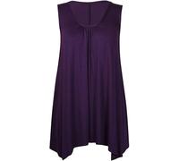 Brezza Womens Plus Size Hanky Hem Tops Ladies Asymmetric Long Sleeveless Scoop Neck Summer Vest Top - 8-26 Purple