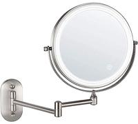 BRGINBM 8 Bathroom Mirrors Mounted Makeup Mirror, 1X/10X Magnifying Double Sided 360° Swivel Extendable (Color : Nickel)