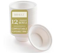 Brheez 350 ml (12 Ounce) Heavy Duty Bowls 100% Natural Sugarcane Biodegradable Compostable Bagasse, Eco-Friendly Paper Alternative - Pack of 110