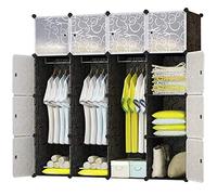 BRIAN & DANY 16-Cube Clothes Closet, Plastic Wardrobe with Doors & 3 Hangers, Deeper Cubes Than Normal (45 cm vs. 35 cm) for Larger Capacity
