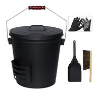 BRIAN & DANY Ash Bucket with Lid, 20 L, Iron, Dual Function Ash Bucket and Storage Container