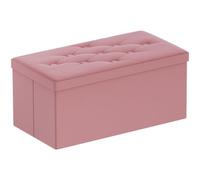 BRIAN & DANY Bench with Storage Space, Foldable Stool, Chests, Storage Box, Made of Velvet, 76 x 38 x 38 cm (Peach Red)
