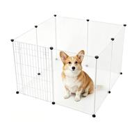 BRIAN & DANY Dog Playpen Portable for Small Animals, Dog Play Pen Indoor, Transparent Pet Playpen for Puppies, Cats, 8 Panels - 28 X 20 Inch