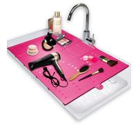 BRIAN & DANY Foldable Counter Space Cover, Mat, Organizer - Silicone Sink Topper, Space Saver, Pink, 19.3" x 15.6"