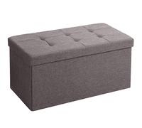 BRIAN & DANY Folding Linen Storage Boxes Footstool Ottoman, Foot Rest Stool, Foldable Seat Bench Footrest - Brown, 76 x 38 x 38 cm