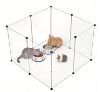 BRIAN & DANY Pet Playpen, 8 Panel Transparent Acrylic Pet Pen, 28 x 20 Inch- Portable Clear Tall Playpen for Bunny, Guinea Pig & Small Animals
