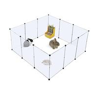 BRIAN & DANY Pet Playpen, Each Panel Size 50 x 70 cm, 12 Panels, Portable Plastic Small Animal Pen for Hamster, Puppy, Rabbit, Rat, Guinea Pig, 203 x 101 x 71 cm, Smoke