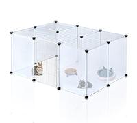 BRIAN & DANY Pet Playpen, Portable Plastic Yard Fence for Small Animals with Door, 18 Panels, 17.7 X 13.8 inches, Smoke