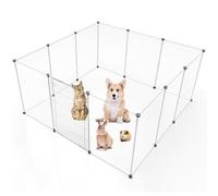 BRIAN & DANY Pet Playpen, Portable Small Animals Playpen with Barred Gate, Plastic Puppy Play Pen Indoor for Hamster, Puppy, Rabbit, Rat, Guinea Pig, 12 Panels, 180 x 90 x 75 cm, Smoke