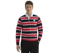 BRIAN OAK LONDON Black and Red Yarn Dyed Striped Cotton Rugby Shirt (UK, Alpha, M, Regular, Regular, Black)