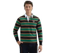 BRIAN OAK LONDON British Green Yarn Dyed Striped Cotton Rugby Shirt (UK, Alpha, L, Regular, Regular, British Green)
