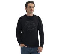 BRIAN OAK LONDON Men's Black Graphic Sweatshirt - Long Sleeve T-Shirt Style, Ribbed Cuffs, Comfortable Cotton-Polyester Blend, Smooth Sailing Design (UK, Alpha, S, Regular, Regular, Black)