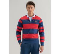 Brian Oak London Men's Blue & Red Striped Rugby Shirt in Mid Blue | Size: Large Brian Oak London Mid Blue L