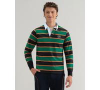 Brian Oak London Men's British Green Striped Rugby Shirt | Size: Small Brian Oak London Green S