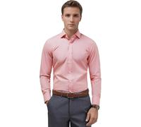 BRIAN OAK LONDON Mens Light Orange Houndstooth Check Shirt, Tailored Smart Fit, Easy Iron, Cotton Blend, Formal & Smart Casual Wear (UK, Neck, 15.5, Regular, Regular, Orange)