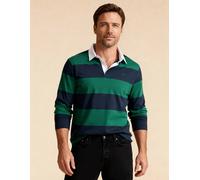 Brian Oak London Men's Navy & Green Striped Rugby Shirt in Blue | Size: Small Brian Oak London Blue S