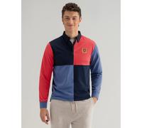 Brian Oak London Men's Navy & Red Colour Block Rugby Shirt | Size: Medium Brian Oak London Navy M