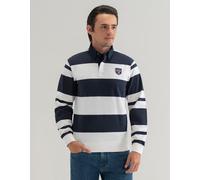 Brian Oak London Men's Navy & White Striped Rugby Shirt | Size: Medium Brian Oak London Navy M