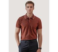 Brian Oak London Men's Rust Patterned Polo Shirt in Burnt Orange | Size: Medium Brian Oak London Burnt Orange M