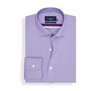 BRIAN OAK LONDON Mens Smart Fit Purple Houndstooth Formal Shirt, Extra Wide Collar, Dobby Weave, Easy Iron, Soft Finish (UK, Neck, 16.5, Regular, Regular, Purple)