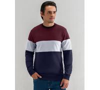 Brian Oak London Men's Textured Colour Block Sweatshirt - Maroon in Red | Size: Large Brian Oak London Red L