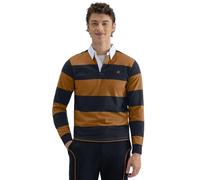 BRIAN OAK LONDON Mustard and Navy Yarn Dyed Striped Rugby Shirt (UK, Alpha, XXL, Regular, Regular, Mustard)