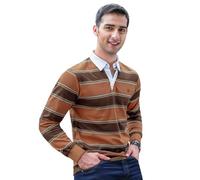 BRIAN OAK LONDON Rust Yarn Dyed Rugby Shirt (UK, Alpha, M, Regular, Regular, Rust)