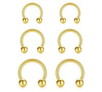 Briana Williams 10pcs Gold Horseshoe Nose Lip Septum Rings 16G Circular Barbell Helix Tragus Daith Piercing 8/10/12mm